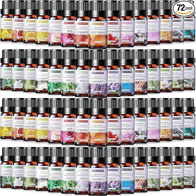72 Pcs Essential Oils Set 10ml Fragrance Oil Aromatherapy Kit for Diffuser Humidifier Aromatherapy-Oils for Candle Making