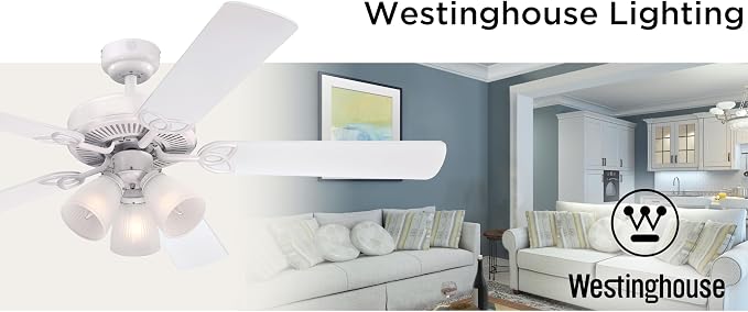 7236400 Vintage Indoor Ceiling Fan with Light, 52 Inch, White, alternate product view 5