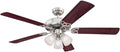 7237100 Vintage Indoor Ceiling Fan with Light, 52 Inch, Brushed Nickel, product image
