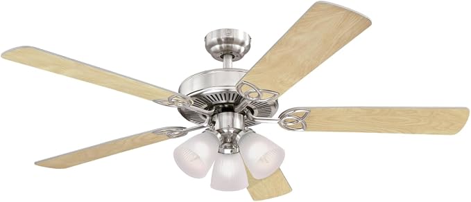 7237100 Vintage Indoor Ceiling Fan with Light, 52 Inch, Brushed Nickel, alternate product view 5