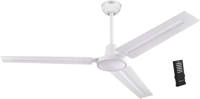 7237900 Jax, Modern Industrial Style Ceiling Fan with Remote Control, 56 Inch, White Finish, product image