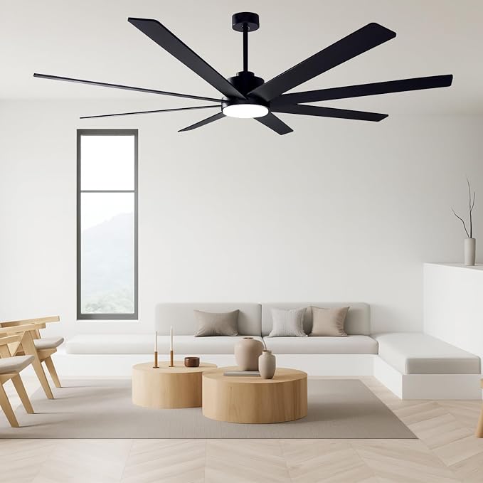 72In Modern Black Ceiling Fans with Light and Remote,6 Speed,3CCT,Quiet Reversible DC Motor Indoor Outdoor Ceiling Fan for