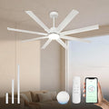 72In White Aluminum Ceiling Fan with Light,Smart ceiling fan with Alexa and APP(via WIFI),6 Speed,3CCT,Quiet DC Outdoor