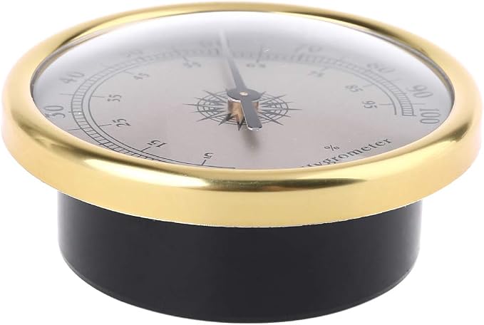 72mm Round Gold Hygrometer Humidity Meter Gauge Ring Surface - No Battery Needed, alternate product view 2