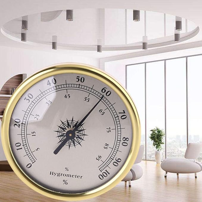72mm Round Gold Hygrometer Humidity Meter Gauge Ring Surface - No Battery Needed, alternate product view 4