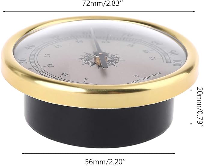 72mm Round Gold Hygrometer Humidity Meter Gauge Ring Surface - No Battery Needed, alternate product view 6