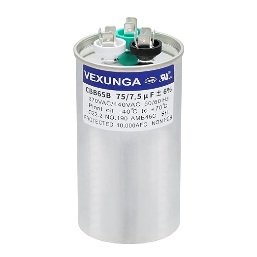 75/7.5 uF 75+7.5 MFD 370V or 440V Dual Run Start Round A/C Capacitor CBB65 CBB65B Air Conditioner Capacitors for