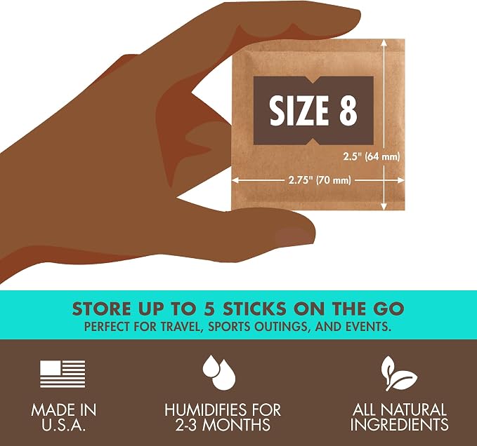 75% Two-Way Humidity Control Packs For Storing Up to 5 Items – Size 8 – 10 Pack – For Small Non-Plastic Travel Cases