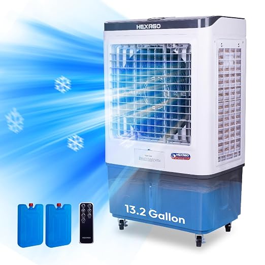 7500 CFM Evaporative Air Cooler, Swamp Cooler With 13.2 Gal Tank, Remote, 24H Timer, Oscillation, 3 Speeds, Portable swamp