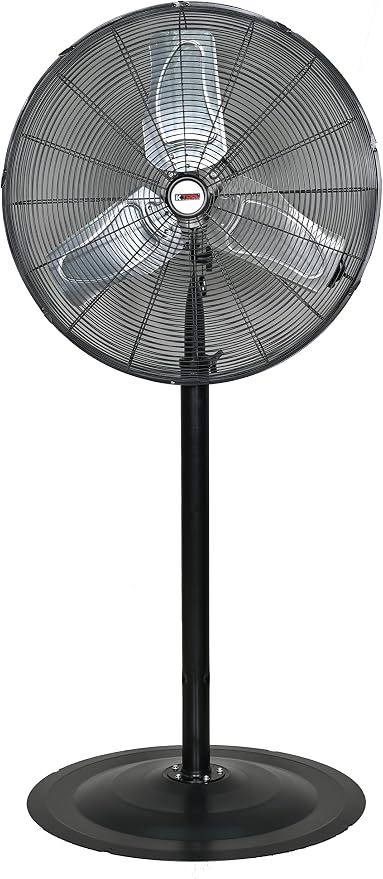 77723; Outdoor Waterproof IPX4 Rated Industrial Pedestal Fan, Non-Oscillating 24" Fan with Adjustable Height Stand and