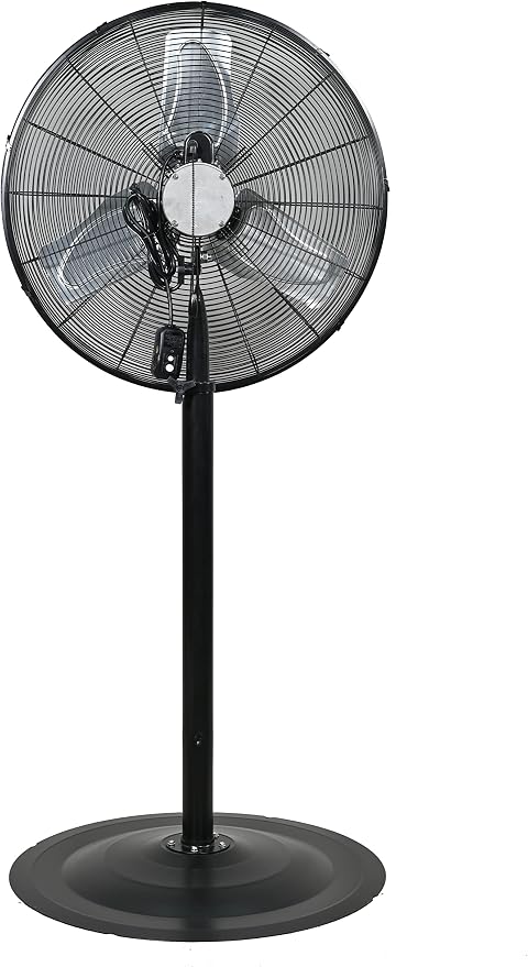 77723; Outdoor Waterproof IPX4 Rated Industrial Pedestal Fan, Non-Oscillating 24" Fan with Adjustable Height Stand and