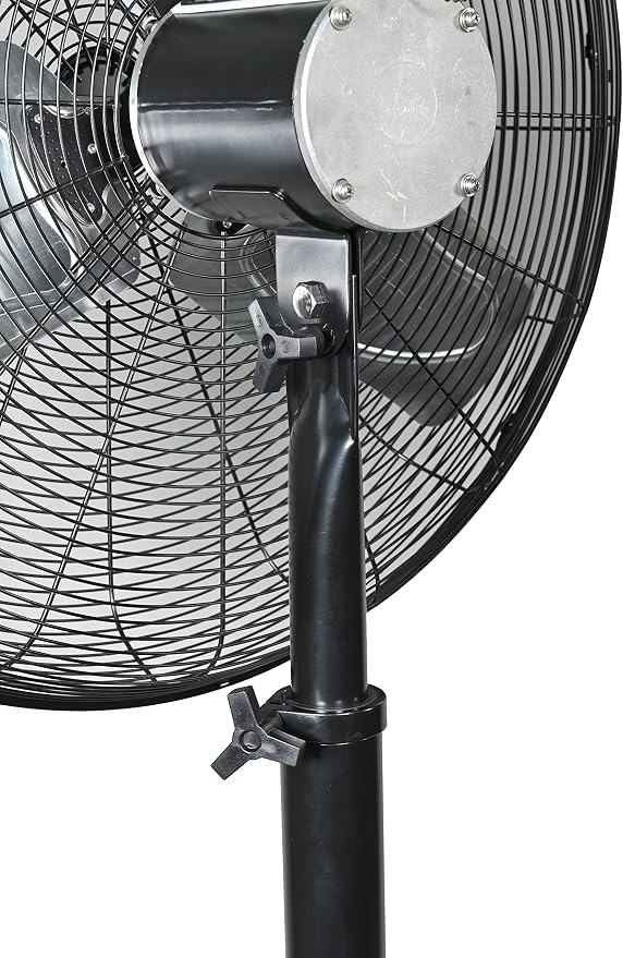 77723; Outdoor Waterproof IPX4 Rated Industrial Pedestal Fan, Non-Oscillating 24" Fan with Adjustable Height Stand and