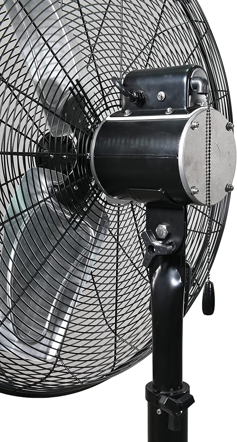 77723; Outdoor Waterproof IPX4 Rated Industrial Pedestal Fan, Non-Oscillating 24" Fan with Adjustable Height Stand and