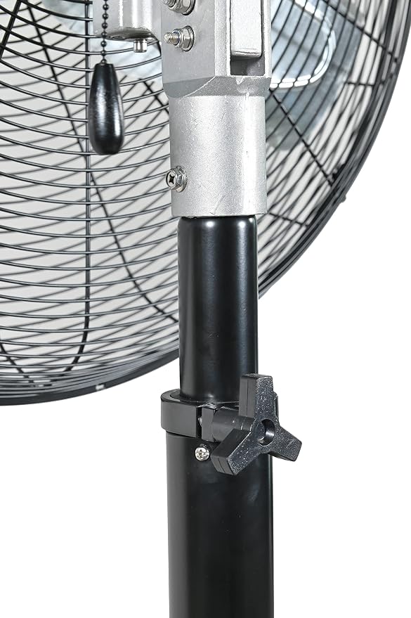 77723; Outdoor Waterproof IPX4 Rated Industrial Pedestal Fan, Non-Oscillating 24" Fan with Adjustable Height Stand and
