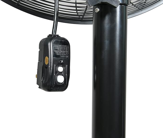 77723; Outdoor Waterproof IPX4 Rated Industrial Pedestal Fan, Non-Oscillating 24" Fan with Adjustable Height Stand and