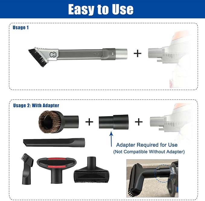 7Pcs Vacuum Attachments for Shark Rotator NV752 NV751 NV650 NV680 NV800 and Rocket HV300 HV320 Vacuum Cleaner, 2 in 1 Crevice