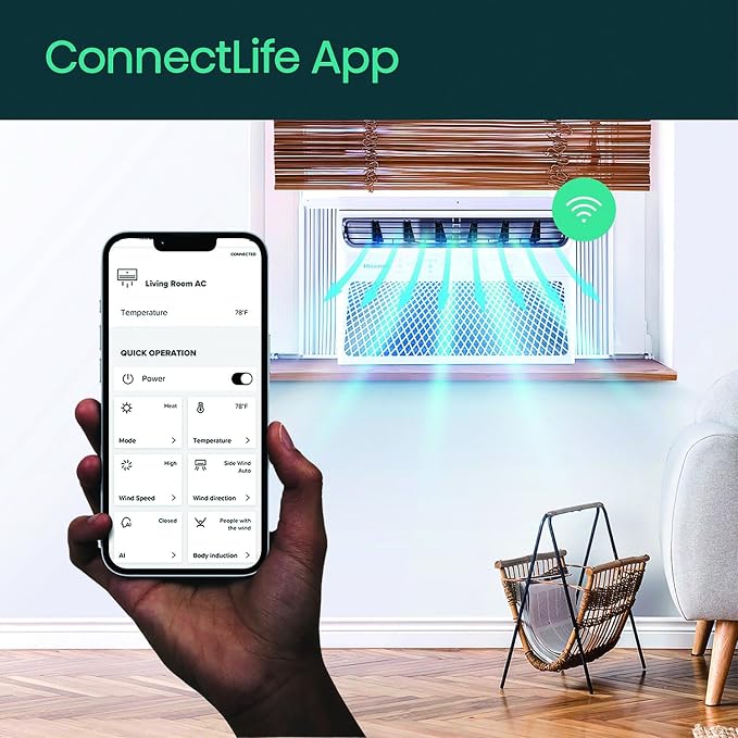 8,000 BTU 115V Smart Window Air Conditioner with Wi-fi Control, Dehumidifier, and Remote, Window AC Unit for Apartment