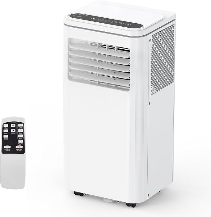 8,000 BTU AC Unit, 3-in-1 Portable Air Conditioner with Cooling, Dehumidifier & Fan for Rooms up to 350 sq.ft, Remote