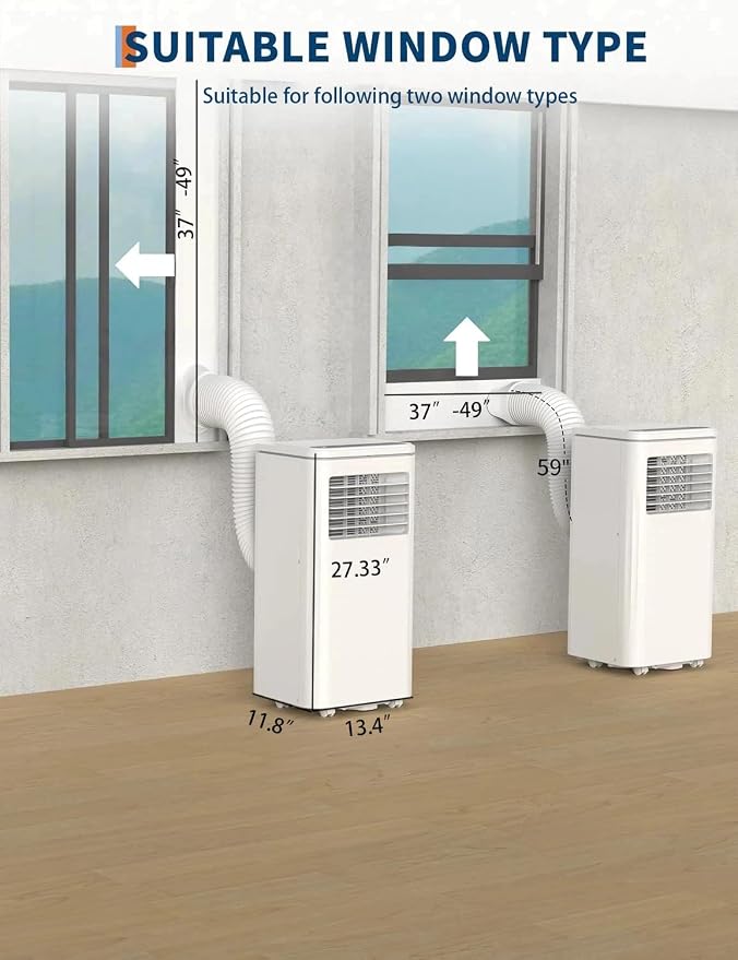 8,000 BTU AC Unit, 3-in-1 Portable Air Conditioner with Cooling, Dehumidifier & Fan for Rooms up to 350 sq.ft, Remote