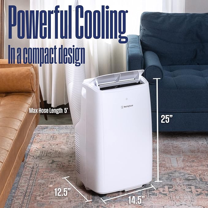 8,000 BTU Air Conditioner Portable For Rooms Up To 350 Square Feet, Portable AC with Home Dehumidifier, Smart Wi-Fi Enabled