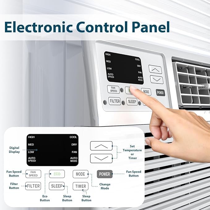 8,000 BTU Air Conditioner Winodw Unit Cools up to 350 Sq. Ft. with 7 Modes, Ultra-quiet Window AC Unit with, alternate view 3
