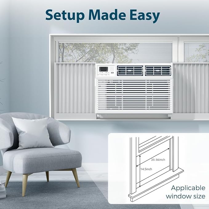 8,000 BTU Air Conditioner Winodw Unit Cools up to 350 Sq. Ft. with 7 Modes, Ultra-quiet Window AC Unit with, alternate view 5