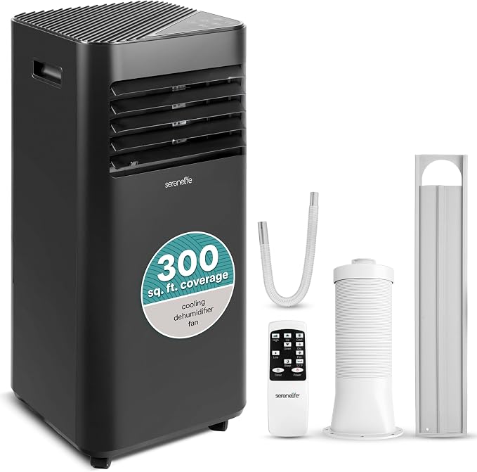 8,000 BTU Portable Air Conditioner, 115V Compact Room Air Conditioner with Dehumidifier & Fan, Window Mount Kit Included