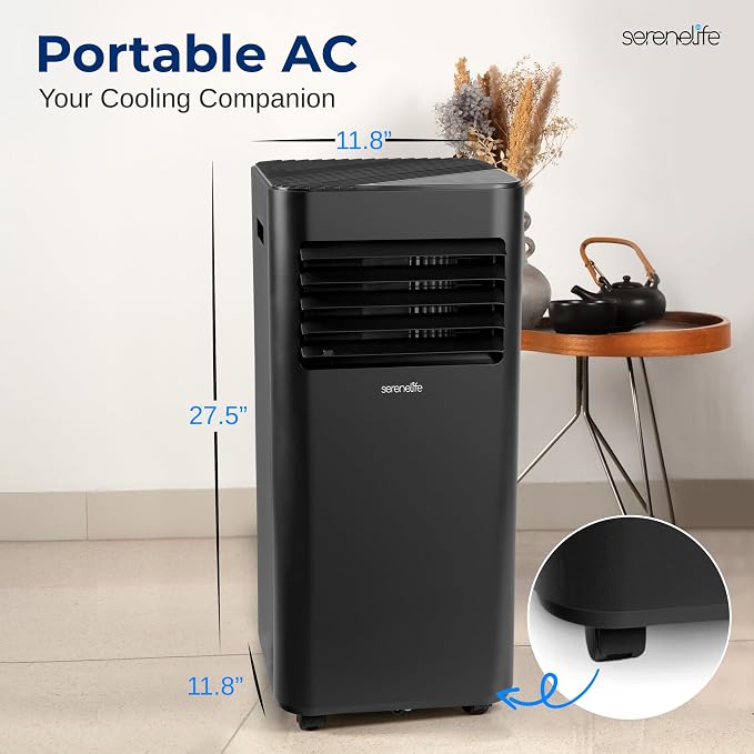 8,000 BTU Portable Air Conditioner, 115V Compact Room Air Conditioner with Dehumidifier & Fan, Window Mount Kit Included
