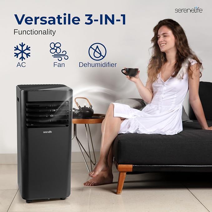 8,000 BTU Portable Air Conditioner, 115V Compact Room Air Conditioner with Dehumidifier & Fan, Window Mount Kit Included