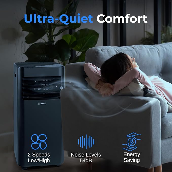 8,000 BTU Portable Air Conditioner, 115V Compact Room Air Conditioner with Dehumidifier & Fan, Window Mount Kit Included