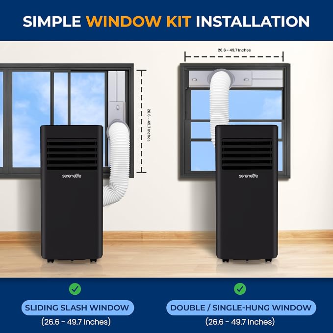 8,000 BTU Portable Air Conditioner, 115V Compact Room Air Conditioner with Dehumidifier & Fan, Window Mount Kit Included