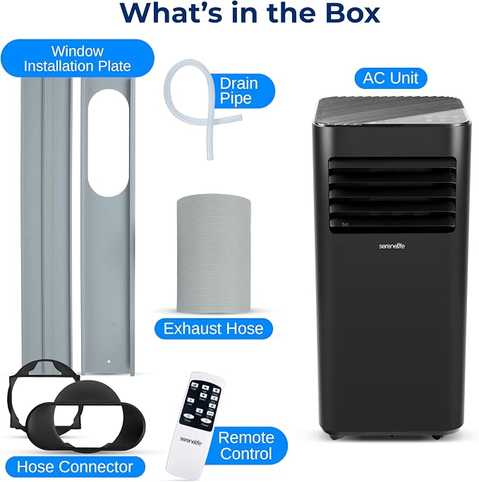 8,000 BTU Portable Air Conditioner, 115V Compact Room Air Conditioner with Dehumidifier & Fan, Window Mount Kit Included