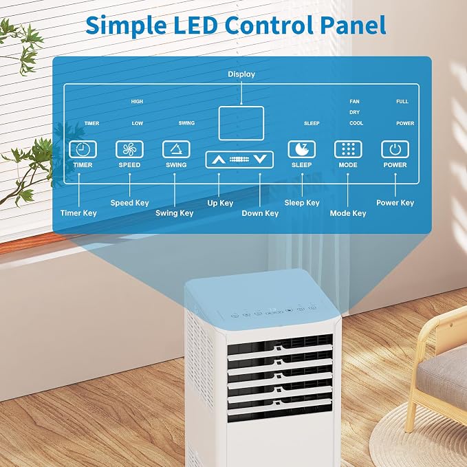 8,000 BTU Portable Air Conditioner, 3-In-1 AC Unit with Cooling, Dehumidifier, Fan Function, Standing Air Conditioner for