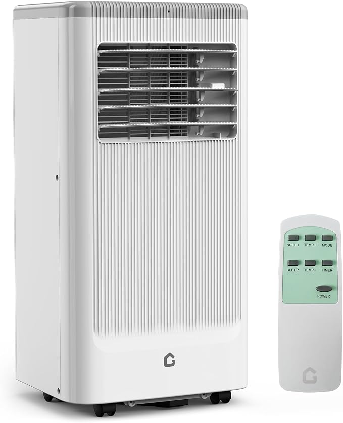 8,000 BTU Portable Air Conditioner, 3-in-1 AC Unit with Remote, 24H Timer, Cools, Dehumidifies & Fans, Low Noise, Energy
