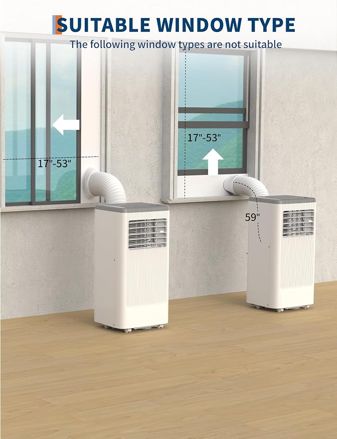 8,000 BTU Portable Air Conditioner, 3-in-1 AC Unit with Remote, 24H Timer, Cools, Dehumidifies & Fans, Low Noise, Energy