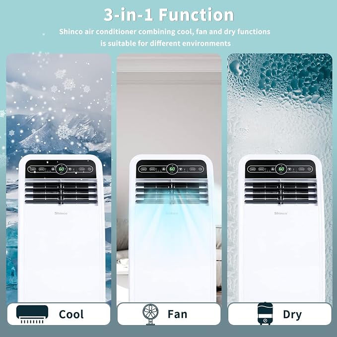 8,000 BTU Portable Air Conditioner, AC Unit with Built-in Cool, Dehumidifier & Fan Modes for Room up to 350 sq.ft, alternate