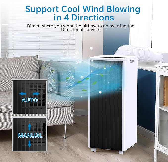 8,000 BTU Portable Air Conditioner, Air Conditioners Cools Up to 350 Sq.Ft, 3 in-1 AC Unit with Cool/Fan/Dehumidifier Mode