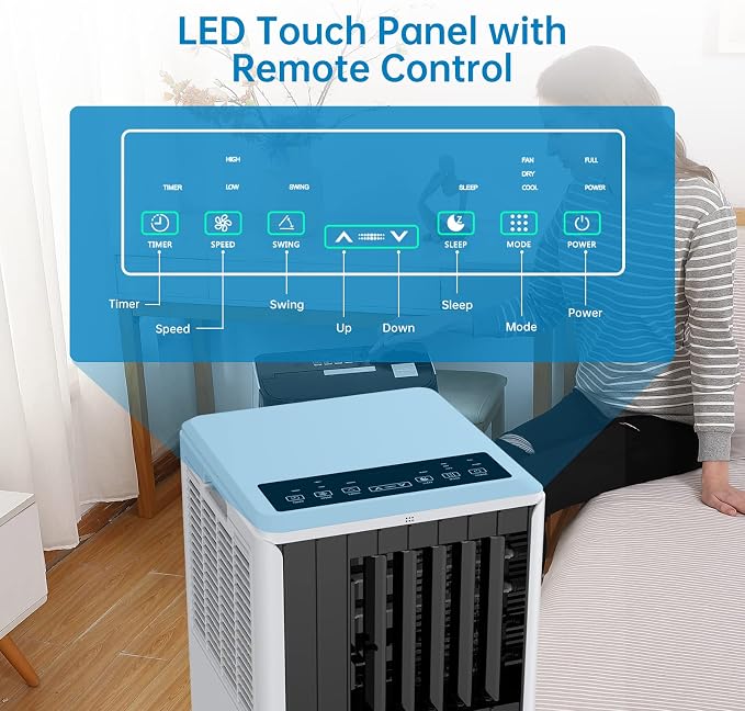 8,000 BTU Portable Air Conditioner, Air Conditioners Cools Up to 350 Sq.Ft, 3 in-1 AC Unit with Cool/Fan/Dehumidifier Mode