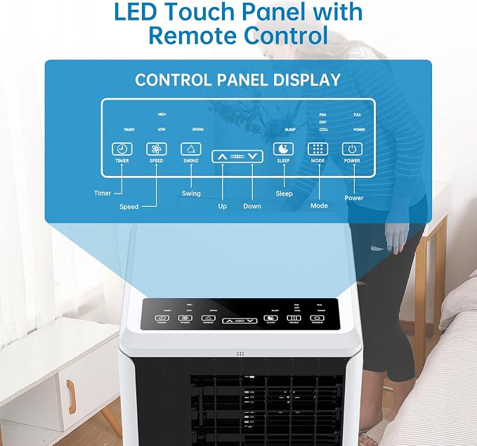 8,000 BTU Portable Air Conditioner, Air Conditioners Cools Up to 350 Sq. Ft, 3 in-1 AC Unit with Cool/Fan/Dehumidifier Mode