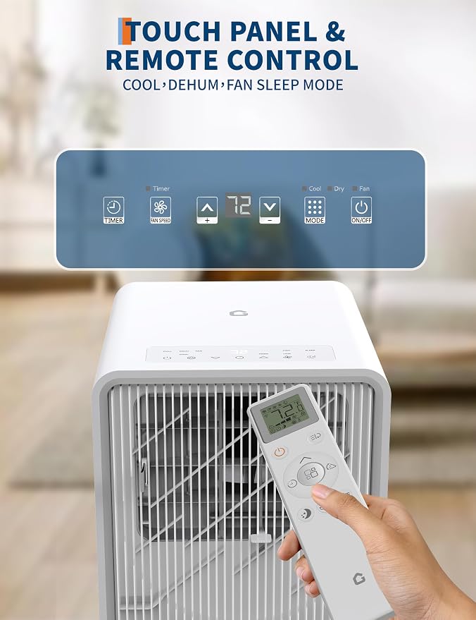 8,000 BTU Portable Air Conditioner Cools Up to 350 Sq.Ft, 3-IN-1 Quiet Portable AC Unit with Remote Control for Large Room