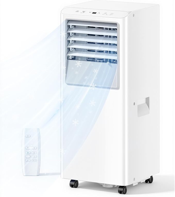 8,000 BTU Portable Air Conditioner - Cools Up to 350 Sq. Ft., 3-in-1 Portable AC Unit for Rooms with Remote Control, Sleep