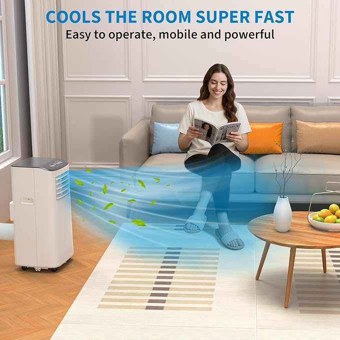 8,000 BTU Portable Air Conditioner for Bedroom, Multi-Function AC Unit with Cooling, Fan, and Dehumidifier Modes, alternate