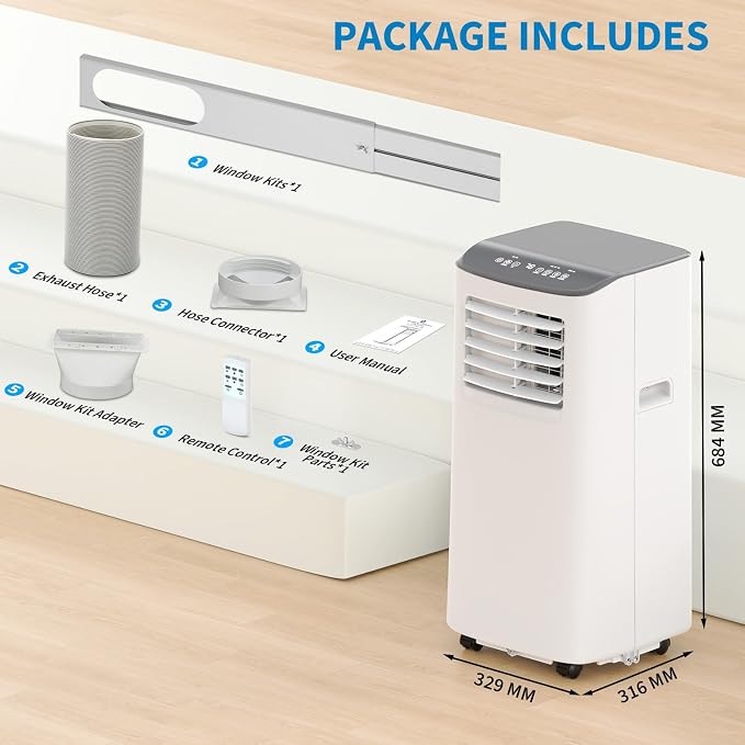 8,000 BTU Portable Air Conditioner for Bedroom, Multi-Function AC Unit with Cooling, Fan, and Dehumidifier Modes, alternate