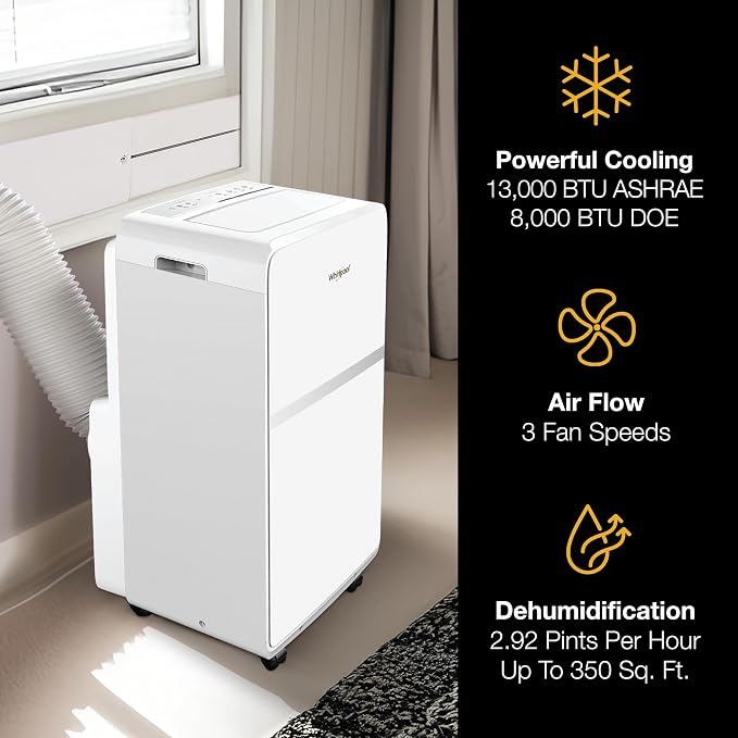 8,000 BTU Portable Air Conditioner for Home with Dehumidifier, A/C Portable Air Conditioner for Apartment and Bedroom, 115V