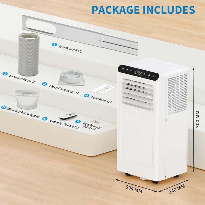 8,000 BTU Portable Air Conditioner (Portable AC Unit), 3-in-1 Cooling Fan & Dehumidifier, alternate product view 2