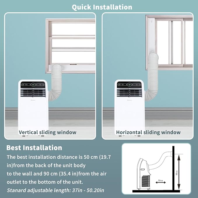 8,000 BTU Portable Air Conditioner, Portable AC Unit with Built-in Cool, Dehumidifier & Fan Modes for Room up to 200 sq.ft