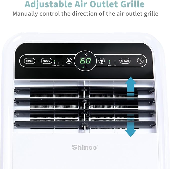 8,000 BTU Portable Air Conditioner, Portable AC Unit with Built-in Cool, Dehumidifier & Fan Modes for Room up to 200 sq.ft