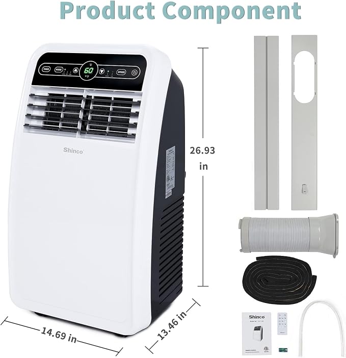 8,000 BTU Portable Air Conditioner, Portable AC Unit with Built-in Cool, Dehumidifier & Fan Modes for Room up to 200 sq.ft