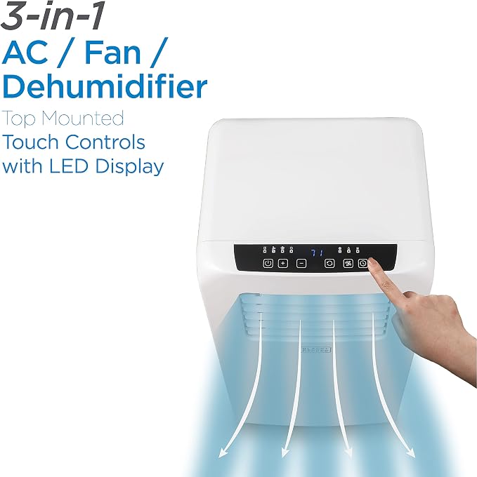 8,000 BTU Portable Air Conditioner with Remote Control, White, alternate product view 3