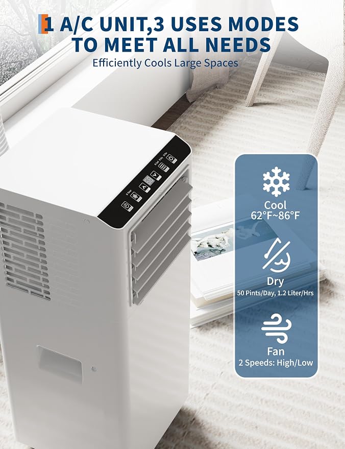 8,000 BTU Portable Air Conditioners,3 in-1 Portable AC Unit with Follow me Mode,Stand up AC Unit up to 350 sq.ft,Remote